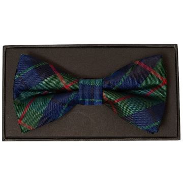 Green and Blue Tartan Silk Mens Bow Tie