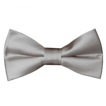Pre Tied Silver Satin Boys Bow Tie Age 4-7