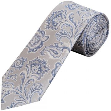 Silver and Blue Paisley Classic Men's Tie
