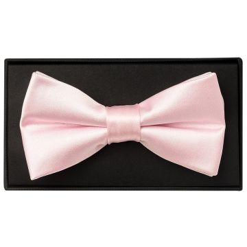 Plain Baby Pink Satin Mens Bow Tie