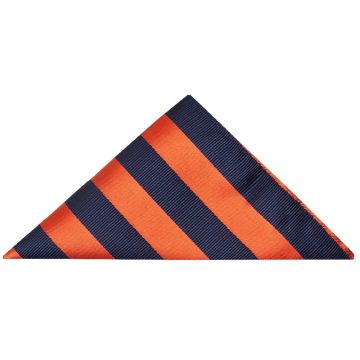 Navy and Orange Striped Pocket Square