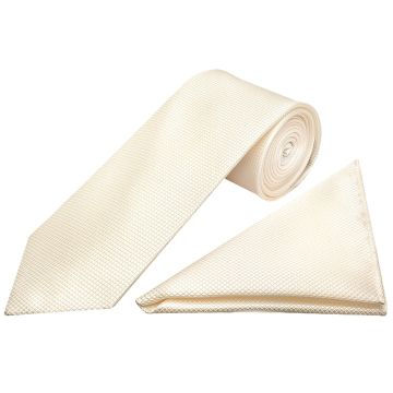 Ivory Diamond Classic Men's Tie and Pocket Square Set