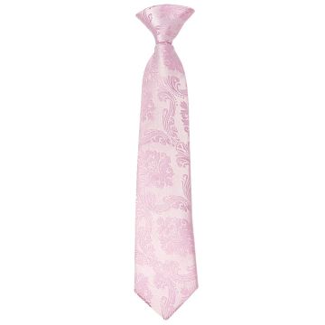 Pre Tied Light Dusty Pink Paisley Boys Tie Age 4-7