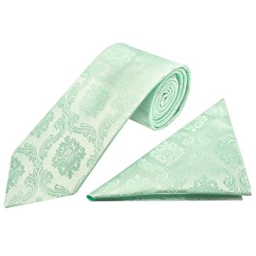 Mint Green Paisley Classic Men's Tie and Pocket Square Set