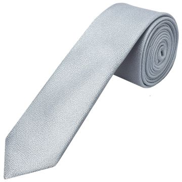 Plain Light Blue Textured Silk Skinny Men's Tie