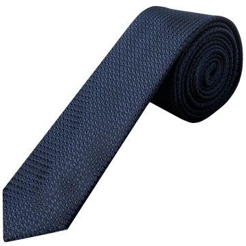 French Navy Textured Skinny Tie 