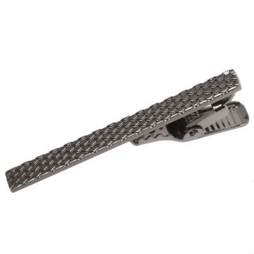 Gunmetal Grey Textured Metal Bar Tie Clip