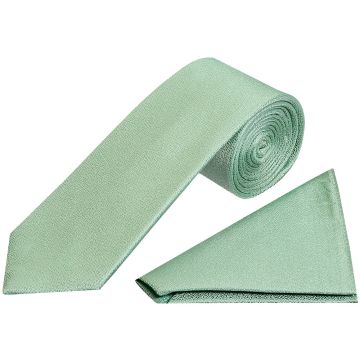 Plain Green Textured Silk Classic Men's Tie and Pocket Square Set