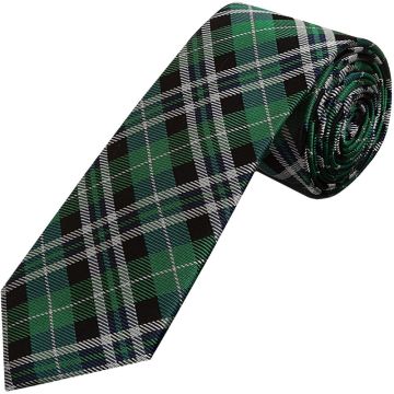 Green and White Tartan Silk Classic Men's Tie