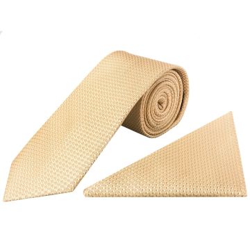 Gold Textured Classic Tie and Pocket Square Set