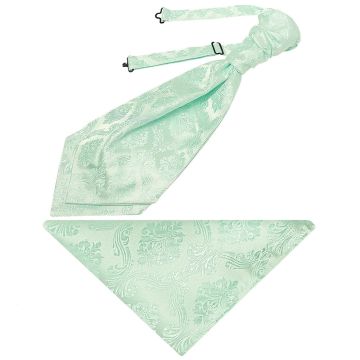 Mint Paisley Men's Cravat Tie and Pocket Square Set
