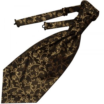 Black with Gold Floral Men's Cravat Tie