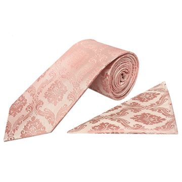 Rose Gold Paisley Classic Men's Tie and Pocket Square Set