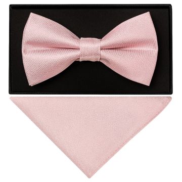 Plain Dusty Rose Silk Mens Bow Tie and Pocket Square Set
