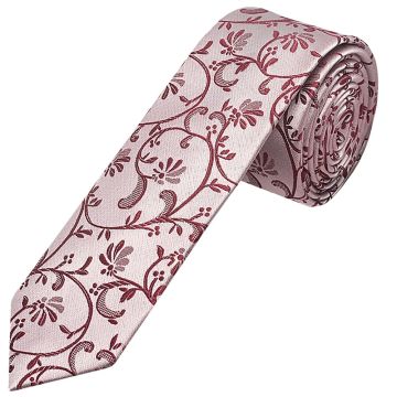Burgundy Floral Skinny Men's Tie