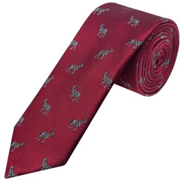 Slim Burgundy Zebra Men's Tie