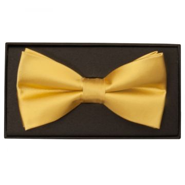 Plain Gold Satin Silk Mens Bow Tie