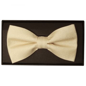 Plain Champagne Textured Silk Mens Bow Tie