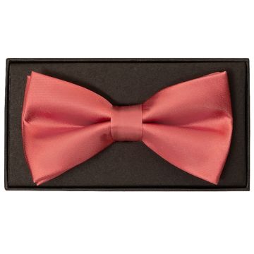 Plain Light Coral Satin Silk Mens Bow Tie