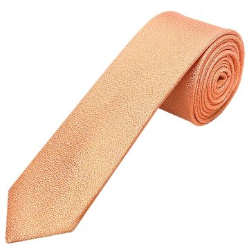 Plain Peach Textured Silk Skinny Men's Tie