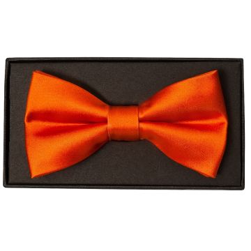 Plain Orange Satin Silk Mens Bow Tie