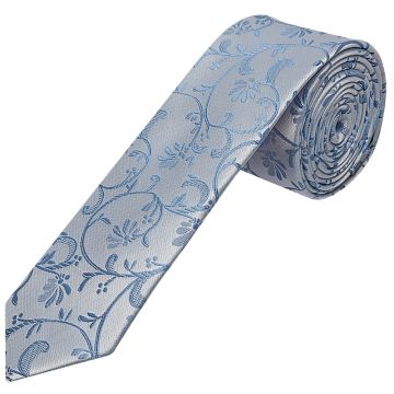Dusty Blue Floral Skinny Boys Tie
