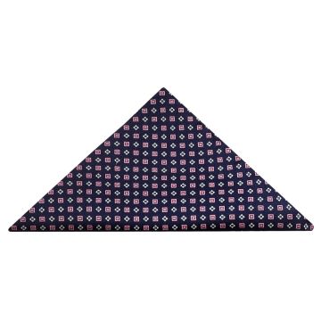 Navy with Pink Geo Silk Pocket Square