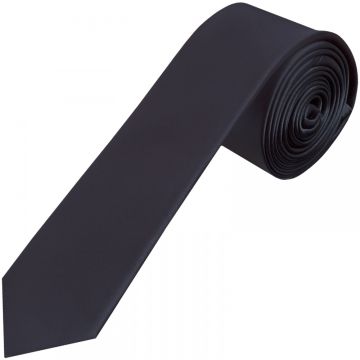Plain Navy Blue Satin Skinny Boys Tie