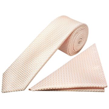 Blush Diamond Neat Skinny Men's Tie and Pocket Square Set