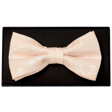 Light Peach and White Floral Handmade Mens Bow Tie