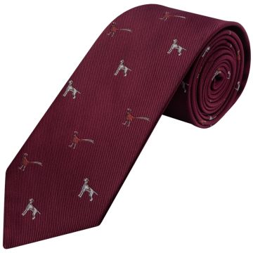 Burgundy Dog and Pheasant Classic Men's Tie