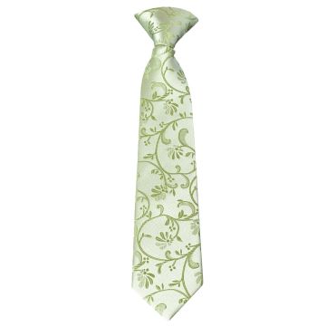 Pre Tied Sage Green Floral Boys Tie Age 4-7