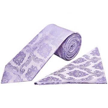 Lilac Paisley Classic Men's Tie and Pocket Square Set