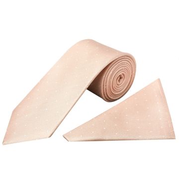 Pink with White Spot Silk Classic Tie and Pocket Square Set