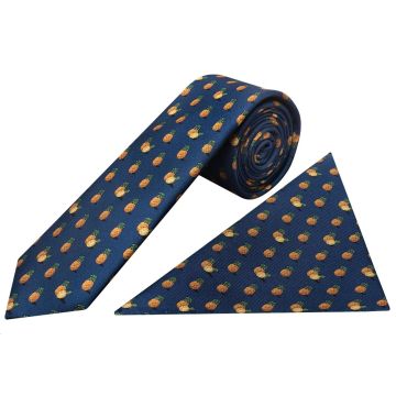Pineapple Silk Skinny Men's Tie and Pocket Square Set