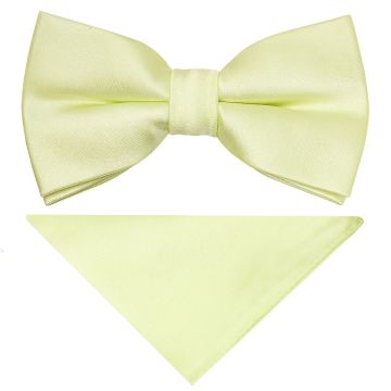 Pre Tied Willow Green Satin Boys Bow Tie and Pocket Square Set Age 4-7