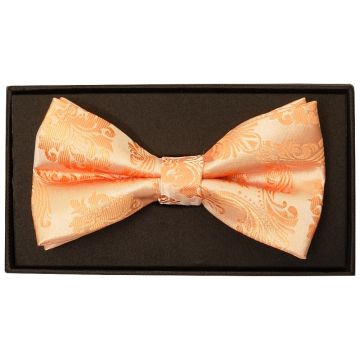 Peach Paisley Handmade Mens Bow Tie