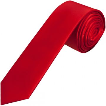 Scarlet Red Satin Skinny Boys Tie