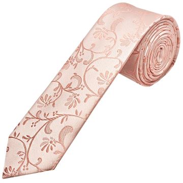 Rose Quartz Floral Skinny Men's Tie