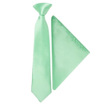 Pre Tied Seafoam Green Boys Tie and Pocket Square Set Age 4-7