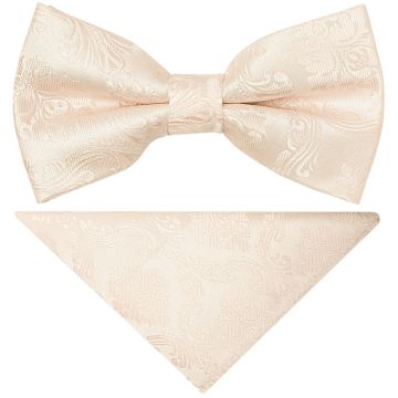 Pre Tied Blush Paisley Boys Bow Tie and Pocket Square Set