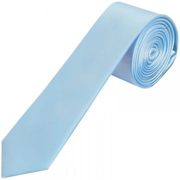 Plain Sky Blue Satin Skinny Boys Tie