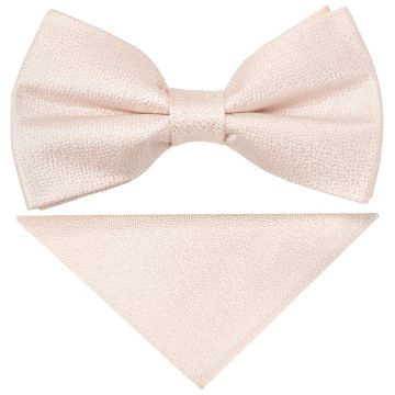 Pre Tied Blush Pink Textured Silk Boys Bow Tie and Pocket Square Set