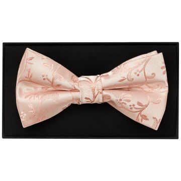 Rose Quartz Floral Handmade Mens Bow Tie