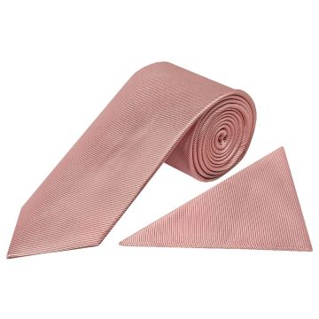 Dusty Rose Silk Twill Classic Mens Tie and Pocket Square Set