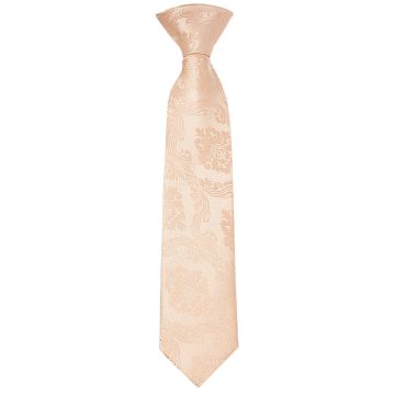 Pre Tied Light Peach Paisley Boys Tie Age 4-7