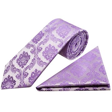 Cadbury Purple Paisley Classic Men's Tie and Pocket Square Set