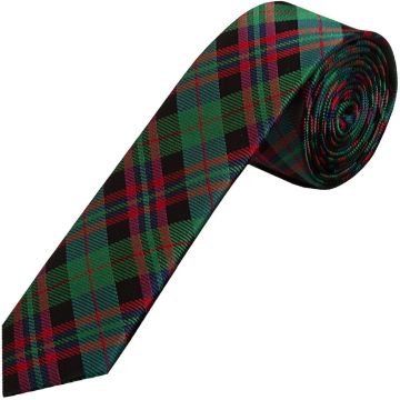 Green and Red Tartan Silk Skinny Men's Tie