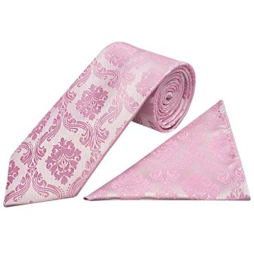 Dusty Pink Paisley Classic Men's Tie and Pocket Square Set