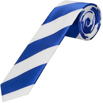 Blue and White Striped Skinny Boys Football Tie